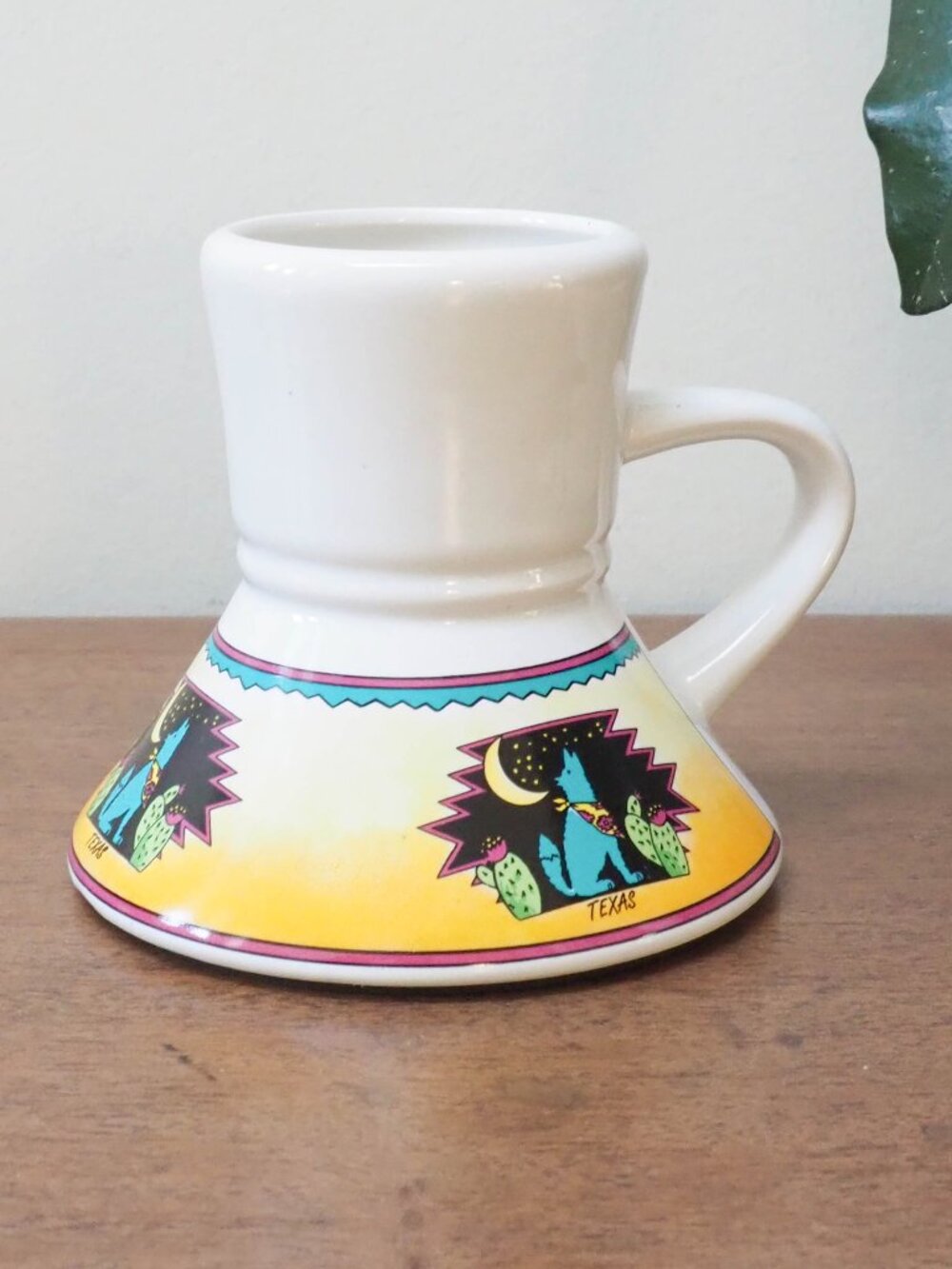 Vtg No Spill Texas Souvenir Mug - Southwestern Style Mug - Spill Safe Mug